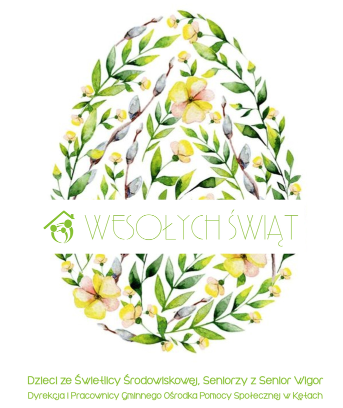 Życzenia Świąteczne Obraz przedstawia stroik w formie jajka z życzeniami